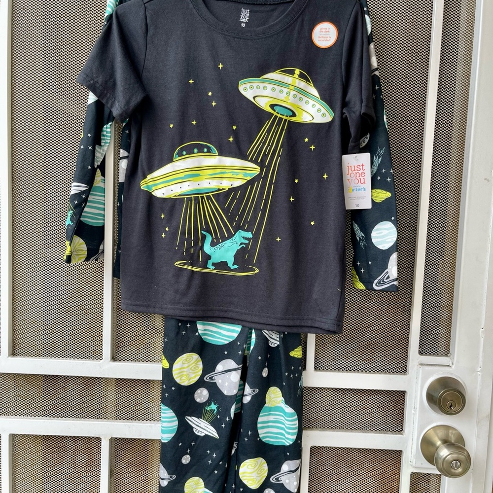 Carter's Kids Pajama Set - Black and Green Space Theme 3 pieces - Picture 1 of 2